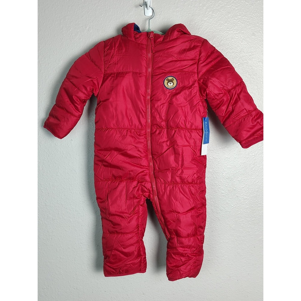 IXtreme Snowsuit Boys 18-24 Months Red Hooded Puffer Teddy Bear Winter‎